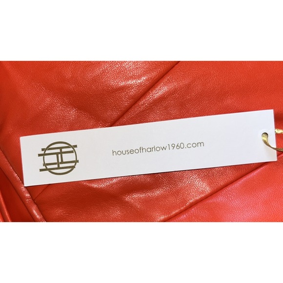 House of Harlow 1960 Faux Leather Jacket Orange NWT Small Double Breasted Blazer - Picture 11 of 11